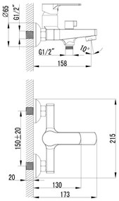 Baterie cada cu Pipa Scurta si Comutator Rotativ Lemark Plus Grace, crom - LM1512C