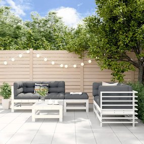 3186201 vidaXL Set mobilier de grădină, 6 piese, alb, lemn masiv pin