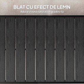 Outsunny Masă de Grădină cu Blat Textură Lemn 190x90 cm pentru 8 Persoane, Masă de Dining de Exterior Dreptunghiulară din Aluminiu și Plastic, pentru Terasă, Balcon, Negru | Aosom Romania