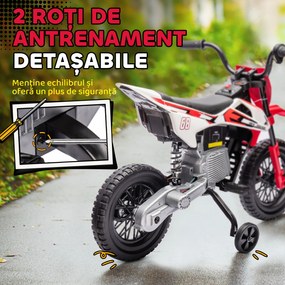 AIYAPLAY Motocicletă Electrică pentru Copii 3-6 Ani cu 2 Motoare și Accelerație Manuală, 2,4-5km/h, 107x56x70 cm, Roșu | Aosom Romania