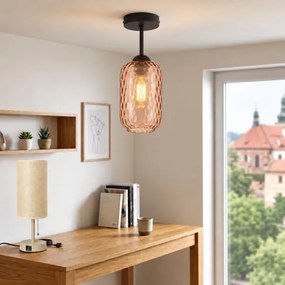 BRILAGI - Lustră aplicată LED R GLASS 1xE27/60W/230V Ø 14 cm negru/maro fumuriu