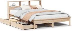vidaXL Pat cu bibliotecă fără saltea, 120x200 cm, lemn masiv de pin