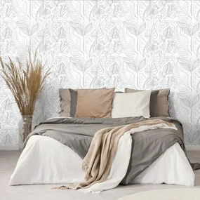 Tapet frunze magice în design alb