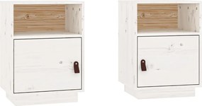 vidaXL Noptiere, 2 buc., alb, 40x34x55 cm, lemn masiv de pin
