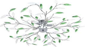 vidaXL Lustră cu brațe tip frunze cristal acrilic verde 5 becuri E14