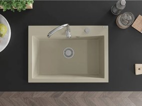 Mexen Elix chiuvetă granit 1-cameră 700 x 500 mm, bej, sifon crom - 6526701005-69