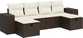 vidaXL Set canapele de grădină cu perne, 6 piese, maro, poliratan