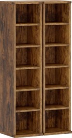 HOMCOM Set de 2 Rafturi pentru 204 CD-uri cu Polițe Ajustabile, 21x22,5x88,5cm, Maro Rustic | Aosom Romania