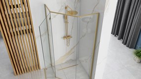 Cabina de dus pentagonala Rea Diamond cu usa batanta 90x90 auriu periat