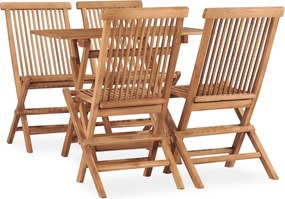 vidaXL Set mobilier de exterior pliabil, 5 piese, lemn masiv de tec