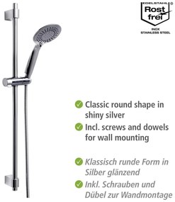 Set de duș argintiu lucios din oțel inoxidabil 66 cm Young – Wenko