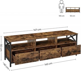 COTVI24 - Comoda TV 145x40x50 cm, living, dormitor, stil industrial - Maro