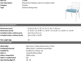 Scaun cu brate pentru interior si exterior Paladium, alb 112848 HZ