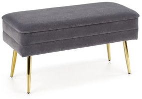 Banca dormitor Velva gri/gold - H37 cm