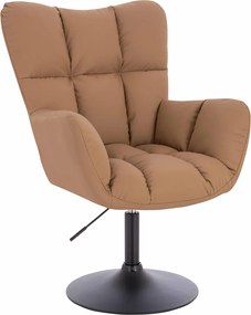 HR650N Scaun Caramel Piele Ecologica Premium Soft cu Bază Neagră