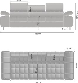 Canapea trei locuri cu funcție de dormit Tyrion - șenilă bej Vibe 08