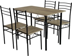 Set de sufragerie 1+4, stejar sonoma/negru, MAKO