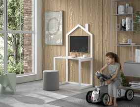 Birou în formă de Căsuță, Alb, Pin Masiv – Dallas – Vipack