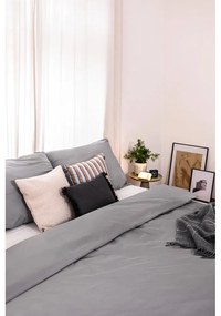 Lenjerie de pat gri din microsatin pentru pat de o persoană 140x200 cm Basic – Bonami Essentials