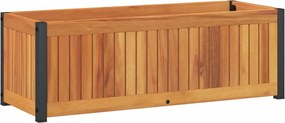 vidaXL Jardinieră de grădină, 80x30x27,5 cm, lemn masiv acacia/oțel