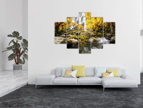 Tablou - Cascade în peisaj de toamnă, galben (150x105 cm)