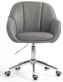HR2055K Scaun Gri din Piele Ecologica cu Bază Cromata