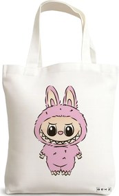 Sacosa de Panza pentru Cumparaturi, Geanta Tote, model Labubu 8 38 x 34.5 cm, Alba, BEKZ®