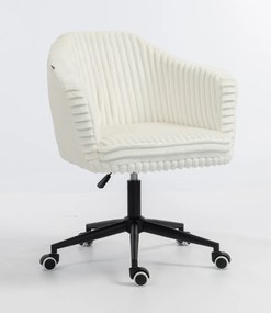 HR832K Scaun Alb Teddy Cord cu Bază Neagră