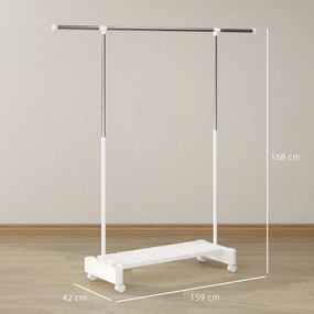 HOMCOM Uscător Vertical Extensibil cu Roți și Raft pentru Încălțăminte Alb | Aosom Romania
