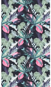 Set de plaja NIGHT BLOSSOM – prosop 100×180 cm si poncho 80×145 cm, negru