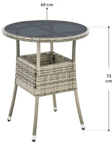 Juskys Masa rotundă Yoro din ratan Ø60 cm - gri