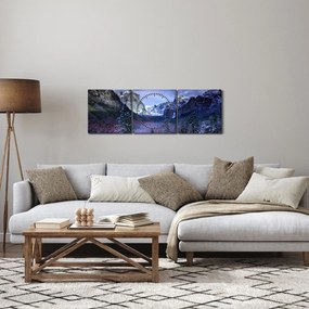 Tablou cu peisaj montan iarna (cu ceas) (90x30 cm)