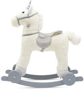 Baby Mix Jucărie balansoar cu melodie și roțiUnicorn alb, 64 x 35 x 60 cm