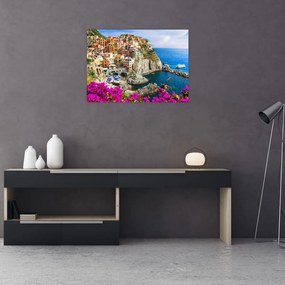 Tablou pe sticlă - Satul italian Manarola (70x50 cm)