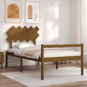 3195539 vidaXL Cadru de pat cu tăblie, maro miere, 100x200 cm, lemn masiv