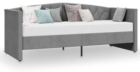 337204 vidaXL Pat de zi, gri deschis, 90x200 cm, catifea, USB