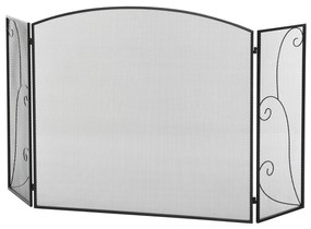 HOMCOM Scut de protecție pentru șeminee, 3 panouri, pliabil, flexibil, metal, negru, 132,5 x 76,5cm | Aosom Romania