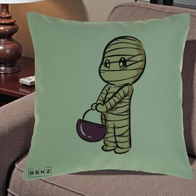 Perna Decorativa Halloween Mummy Kawaii cu Cos, 40x40 cm, Verde, Husa Detasabila, Perna Inclusa, BEKZ®