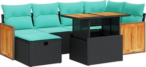 vidaXL Set canapele de grădină cu perne, 7 piese, maro, poliratan