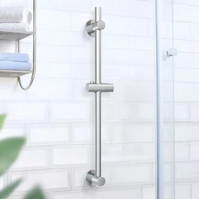 Tijă de duș argintiu-lucios autoadezivă din oțel inoxidabil 70 cm cu suport glisant – Wenko