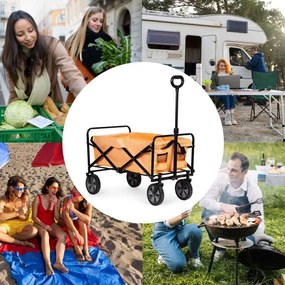 Cărucior de transport pliabil 100 kg – cărucior de grădină și plajă cu roți Portocalie