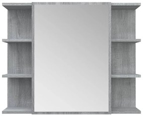 Dulap de baie cu oglinda gri sonoma 80x20,5x64 cm lemn compozit sonoma gri