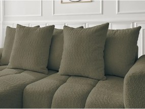 Colțar kaki extensibil/cu spațiu de depozitare cu tapițerie din țesătură bouclé (cu colț pe partea stângă/cu șezlong) Roxelane – Bobochic Paris