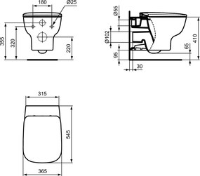 Vas wc suspendat Ideal Standard Esedra Aquablade, alb - T386001