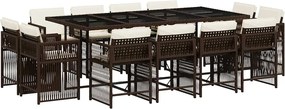 vidaXL Set mobilier de grădină, 13 piese, maro, cu perne, poliratan