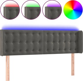 vidaXL Tăblie de pat cu LED, gri închis, 147x16x78/88 cm, catifea