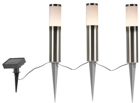 Set de 3 spoturi din oțel cu LED IP44 solar - Rox