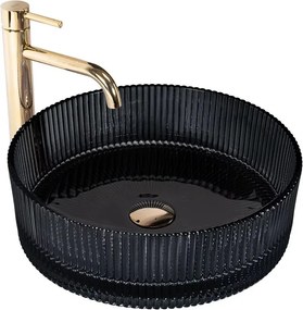 Lavoar din sticla pe blat Rea Ingrid 39,5 cm negru lucios