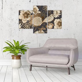 Tablou - Flori aurii pe fundal întunecat (90x60 cm)