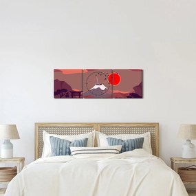 Tablou - Ilustrație a Muntelui Fuji (cu ceas) (90x30 cm)